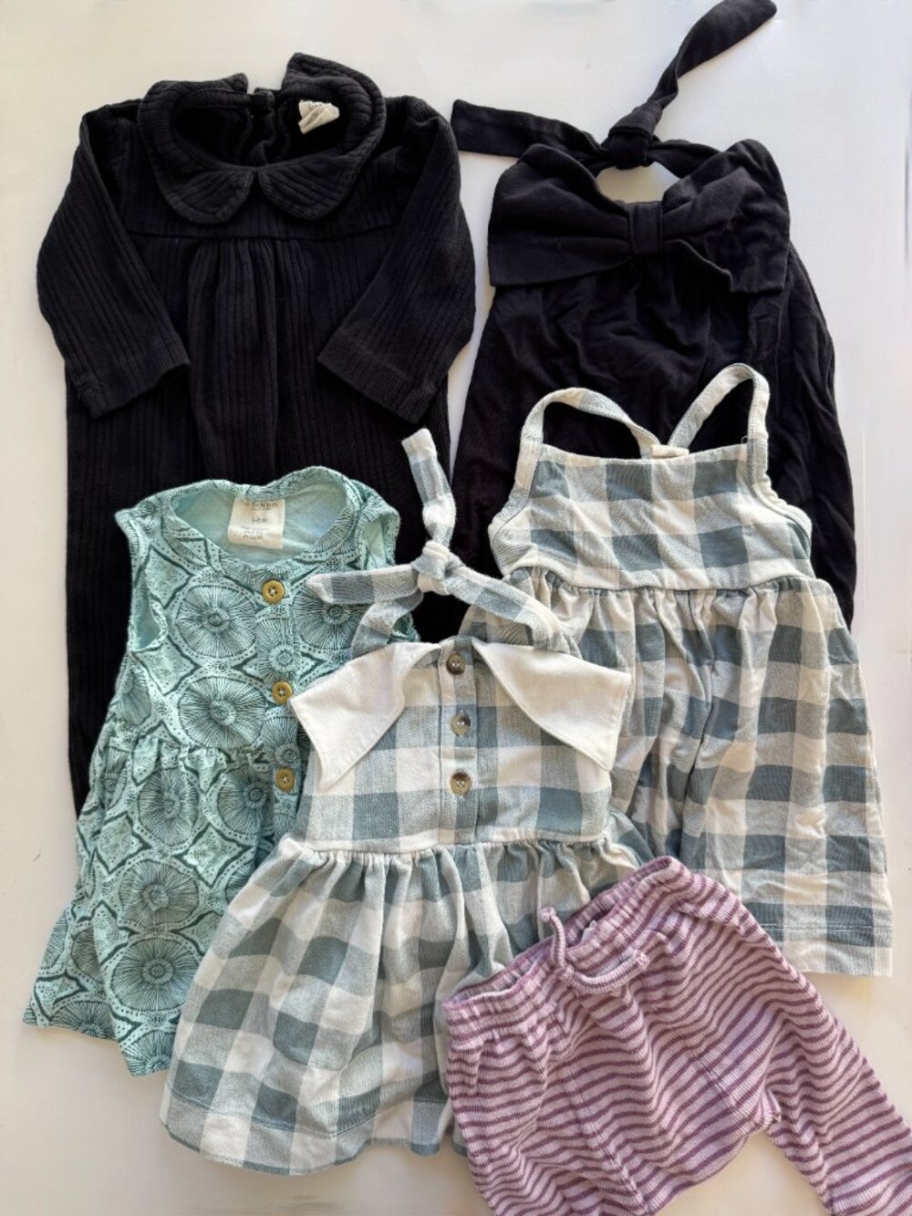 Baby Girl Kate Quinn 6pc Bundle Gingham Black 3-6M